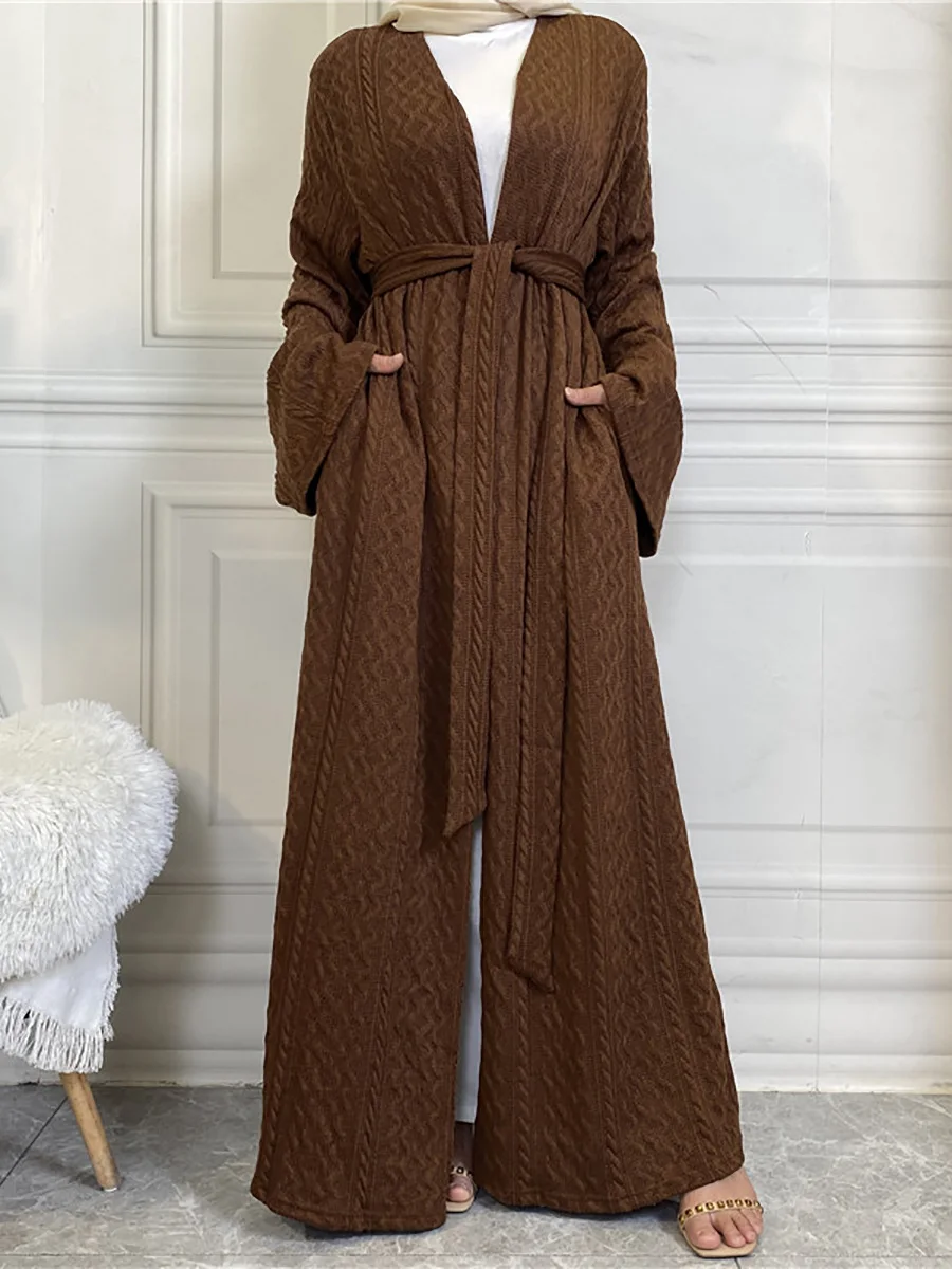 Modest Abaya Ramadan Autumn Winter Sweater Coat Muslim For Women Kimono Kaftan Turkey Islamic Clothing Caftan Marocain Robe