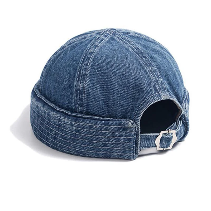 Brimless Gorro Hombre Docker Miki Denim Hat Men Women Retro Sailor Melon Snapback Bomber Caps Washed Cowboy Skullcap