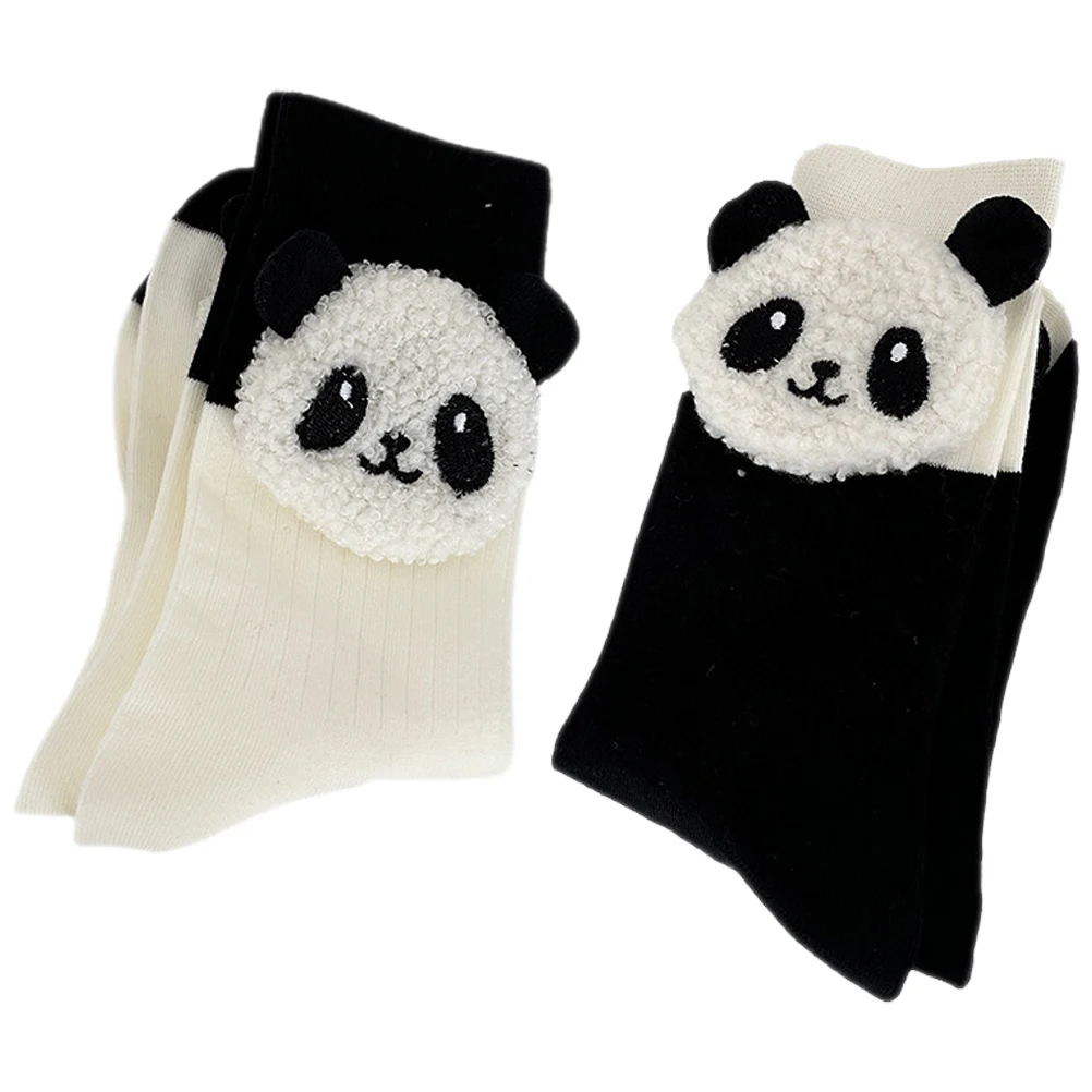 

2 Pairs Cute Cotton For Women Three-dimensional Patterned Patterned Socks Short Socks Black White