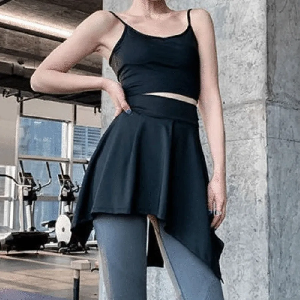 Hip-Hiding Yoga Cover Buttock Skirt Solid Color Irregular Sports Anti-empty Skirt Bowknot Short Women Half Body Skirt