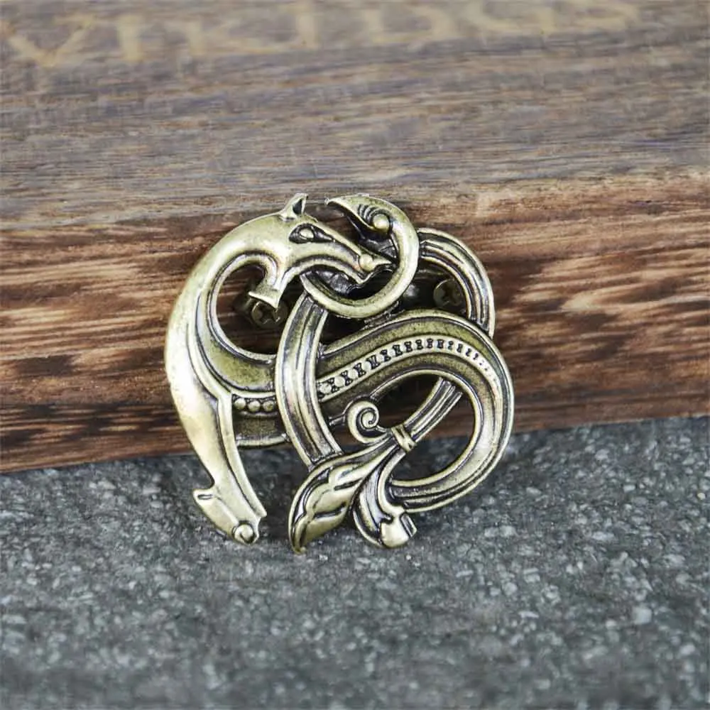 Nostalgia Vintage Dragon Brooch Norse Viking Animal Suit Collar Pin For Women Men Broche Accessories