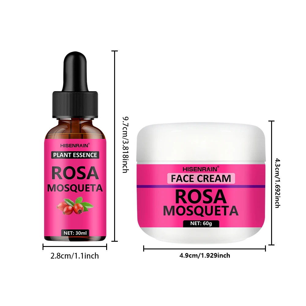 مجموعة HISENRAIN Rosehip Skincare: مجموعة مصل الترطيب وكريم الترطيب - مضاد للشيخوخة، رطوبة 24 ساعة، مجموعة تفتيح. #4