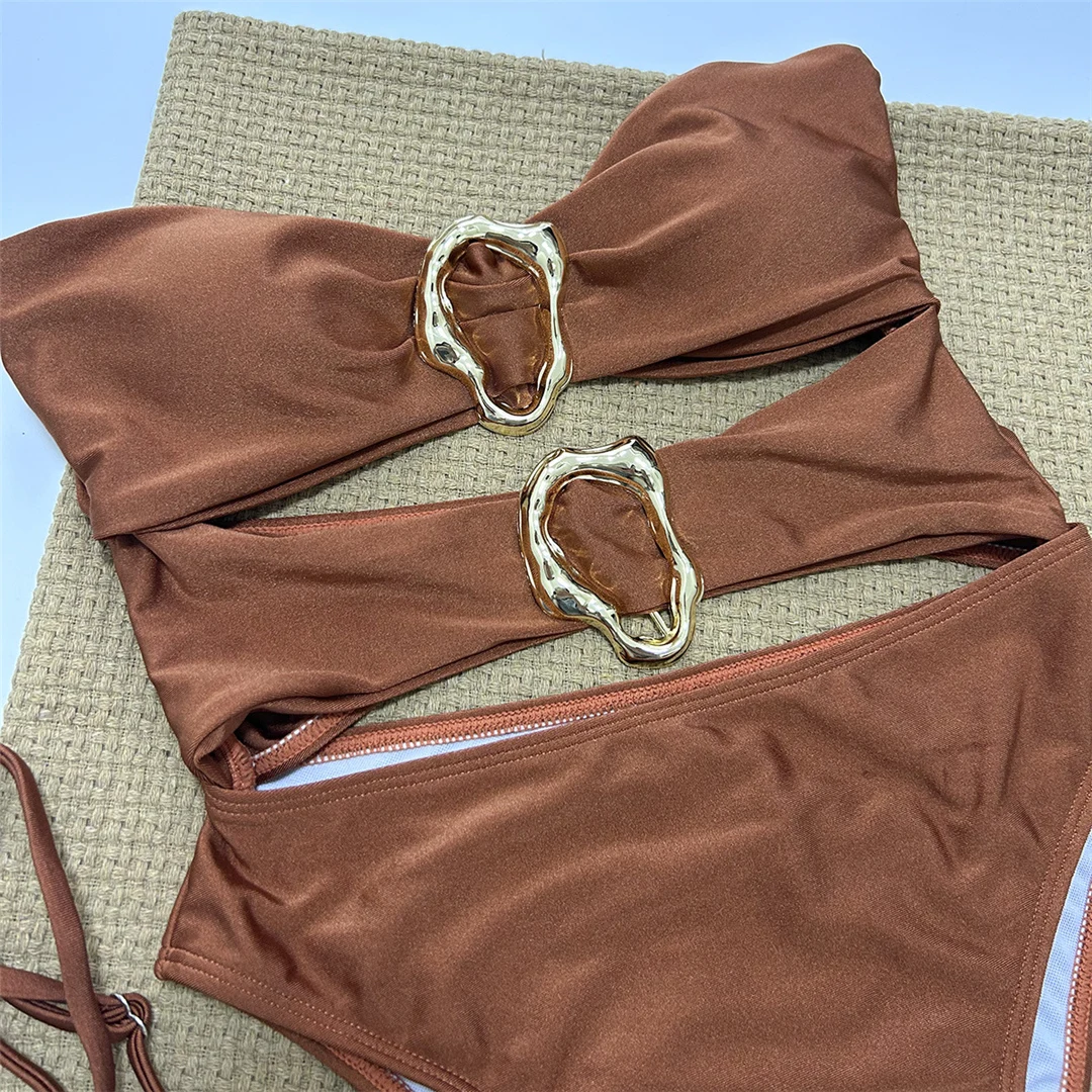3 Farben, sexy Metallringe, ausgeschnittener Damen-Badeanzug, einteiliger Badeanzug, Damen-Bandeau, hoher Beinausschnitt, Badebekleidung, Badeanzug, Modell V5931. – Detail 14