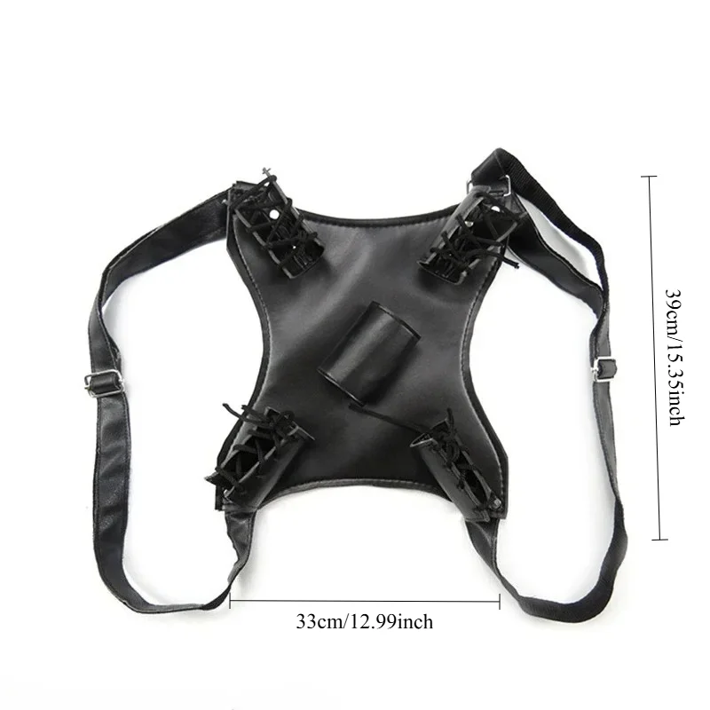 Cosplay Ninja Back Harness Leather Double Sword Back Holder Costume Accessory Knife Holder Display Swords Knives Hanging