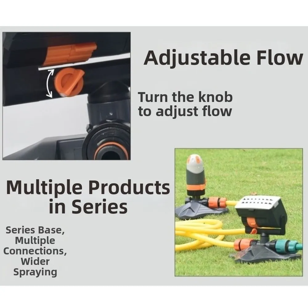 16 Holes Garden Sprinkler Adjustable Irrigation Automatic Swing Oscillating Sprinkler Durable Large Coverage Lawn Sprinkler