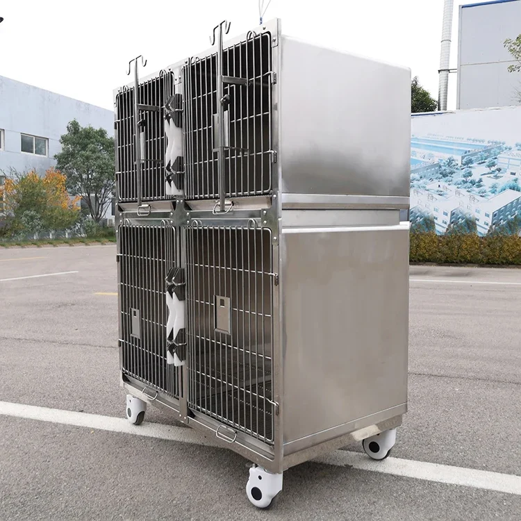 Pet Cage Stainless Steel Pet Cage Clinic Large Kennel Pet Cages, Carriers