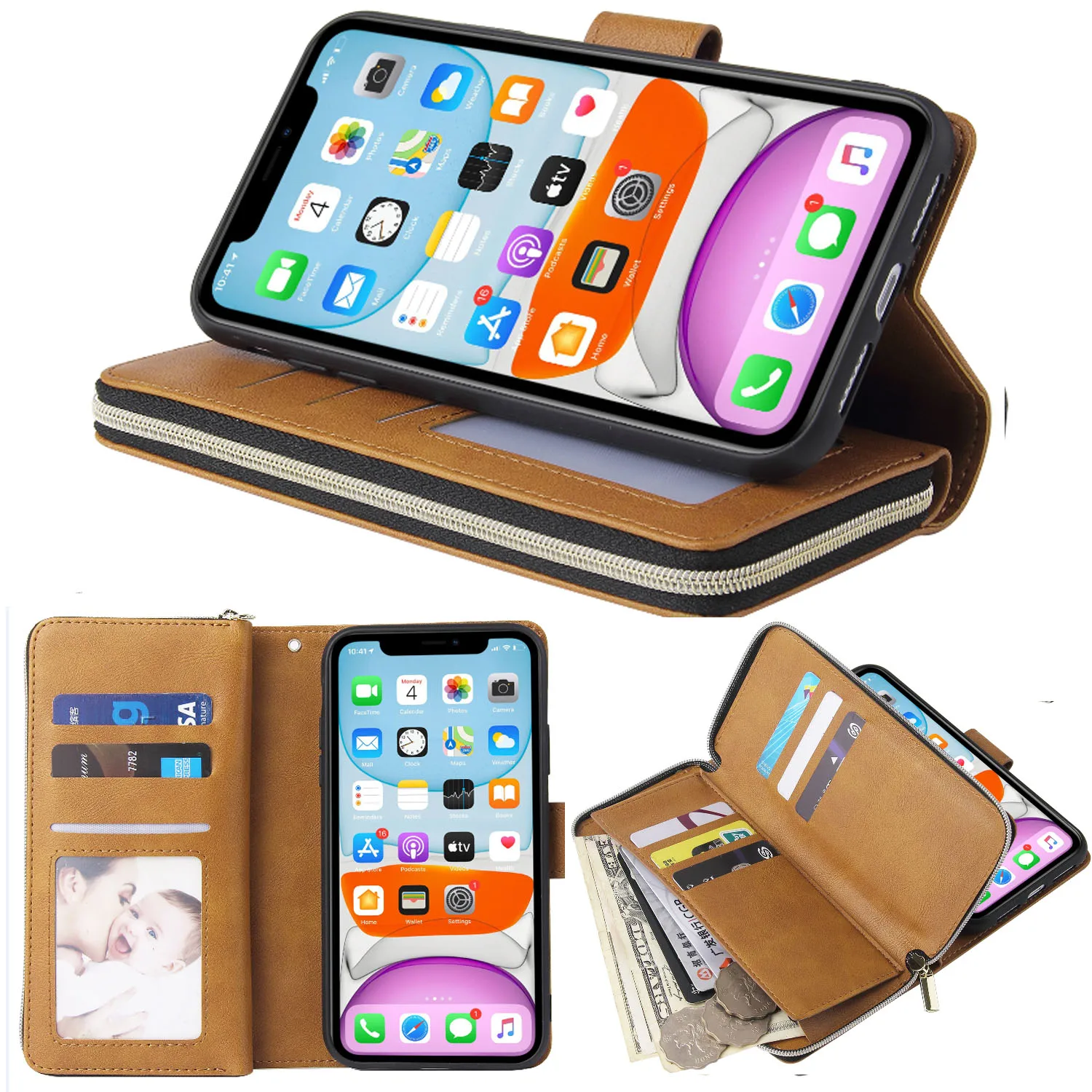 

Роскошный кожаный чехол-кошелек на молнии для Huawei Y9A, стандартный чехол для телефона с отделением для карт, чехол для телефона