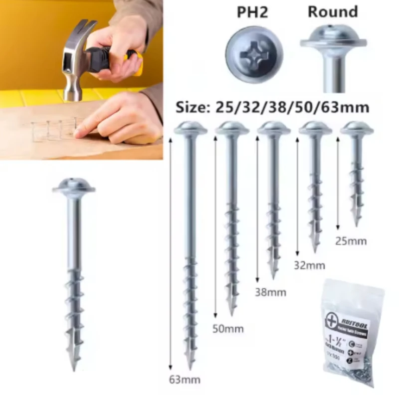 Carpentry Bevel Hole Screws ST4-25 32 38 50 63mm Cross Screw Slotting Half-teeth Self-tapping Screws for Wooden Boards/ Plastics