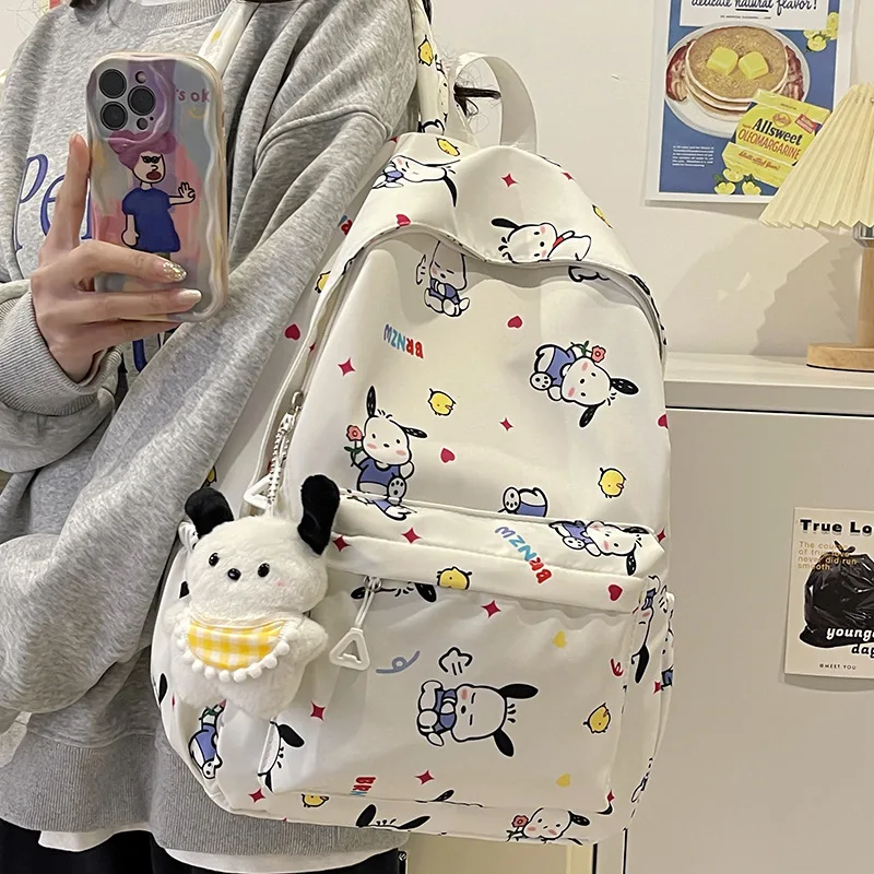 Student Sanrio Schattige Kuromi Melodie Cinnamoroll Grote Capaciteit Rugzak Jongens Meisjes Cartoon Hello Kitty Kawaii Canvas Schooltas