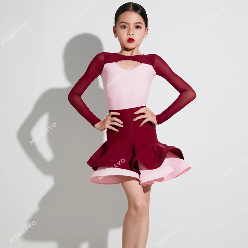 Samba Costume de danse latine enfants Cha Cha Rumba Tango robe de danse latine filles professionnel robes de concours de danse de salon enfant