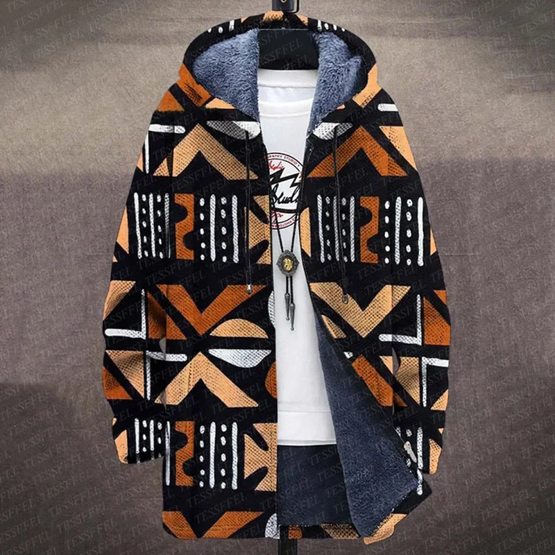 

Hippie Colorful Graffiti Vintage Graphic Retro Pattern 3DPrint Thick Fleece Plus Hooded Overcoat Winter Casual Zipper Jacket A3
