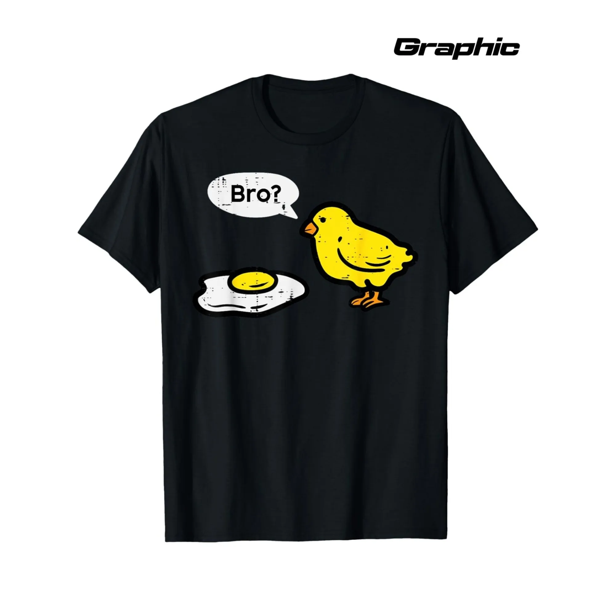 

Funny Chick Bro Fried Egg Graphic Tee Casual Cotton Crew Neck T-Shirt for Men and Women