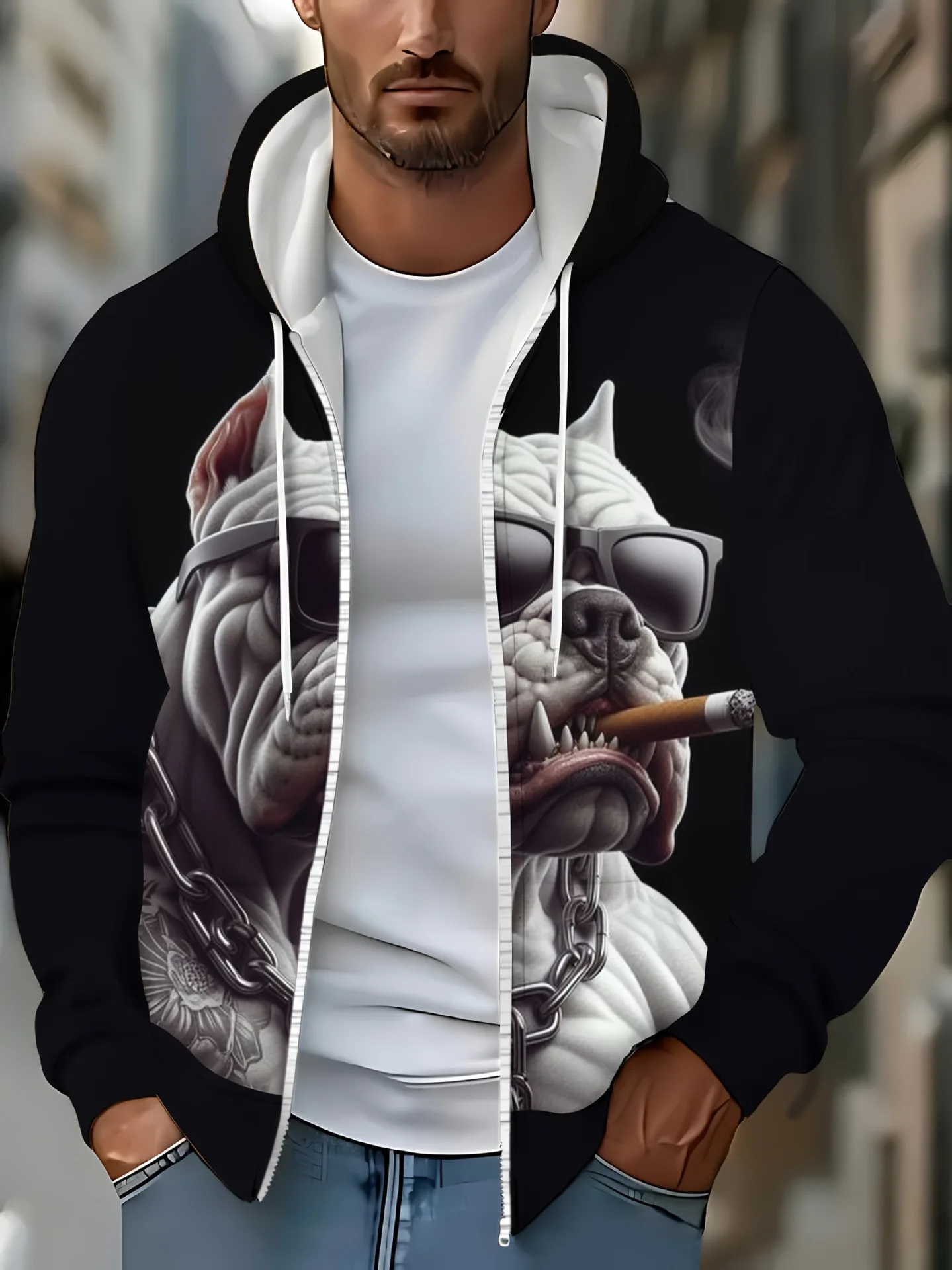 

Fashion Simple Style Men's Zip-up Hoodie 3D Printed Large Size Coat Spring And Autumn Casual Sweatshirt Trend Street Unisex Tops