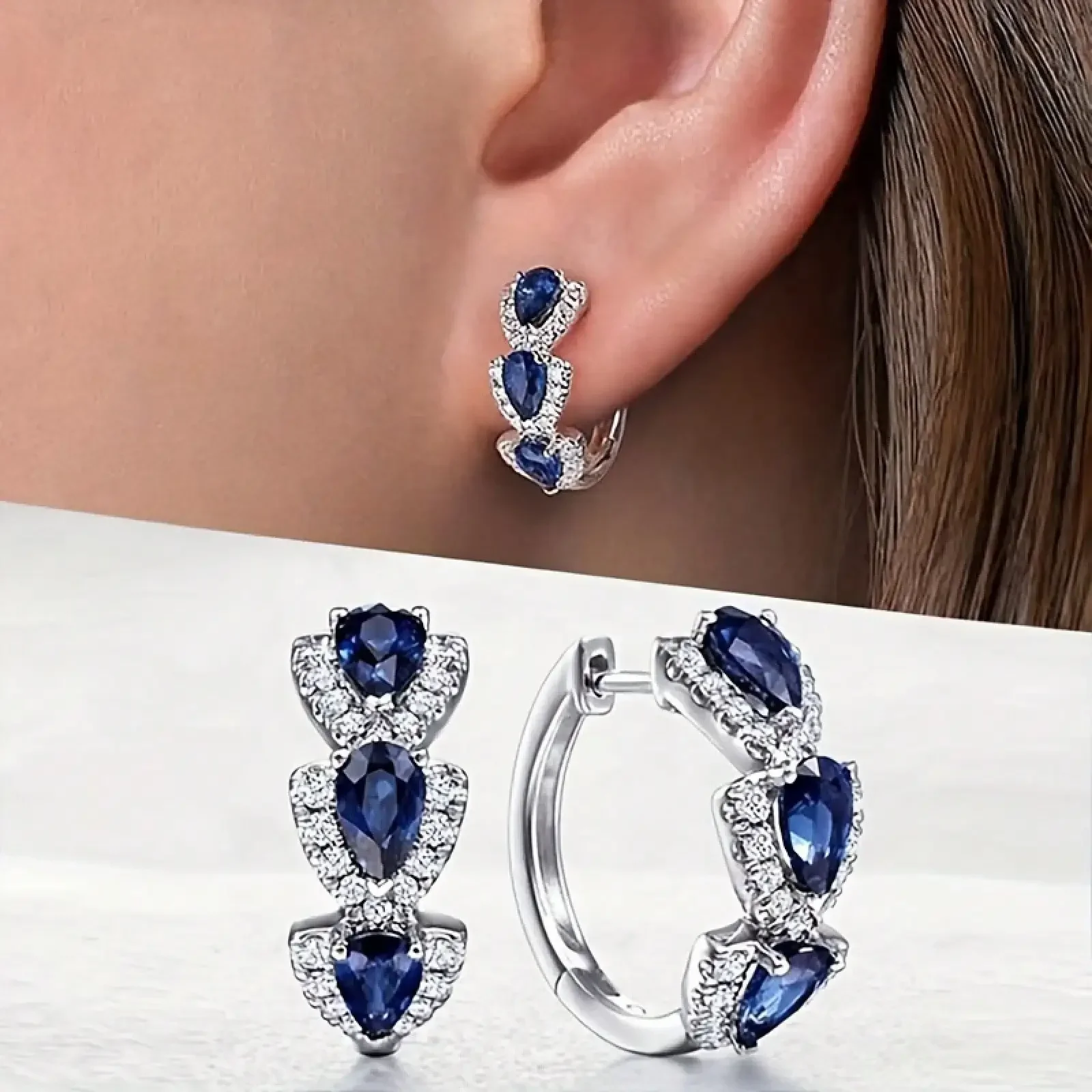 Sparkling Synthetic Gemstone Ring Earrings - Elegant And Minimalist Banquet Party Style - The Best Gift For Women
