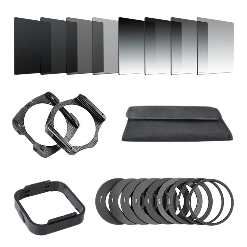 Lente filtro kit 20 em 1, kit de filtro neutro gradiente para lente da câmera, para cokin p slr câmera com capuz e porta-filtro