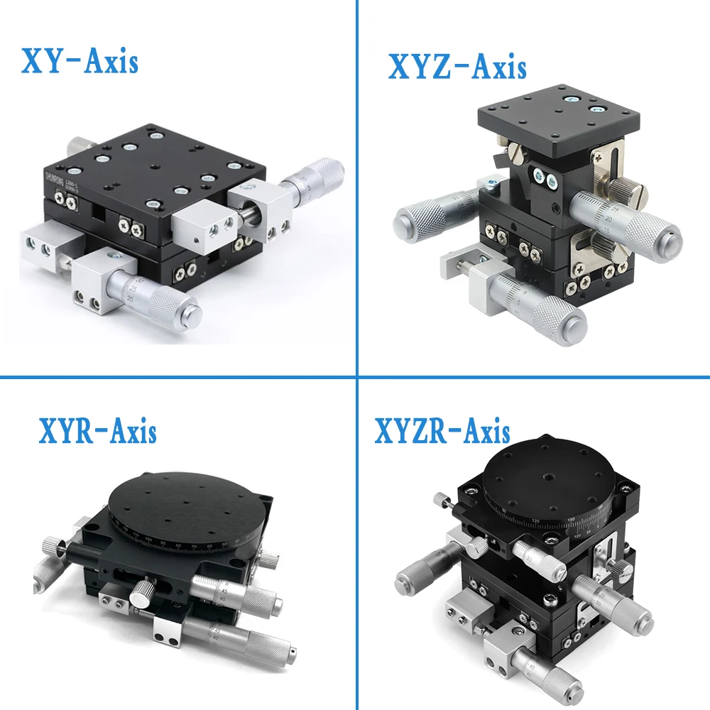 High Precision 1µm Micrometer Table Manual Sliding Table XYZR Axis 40/60/90/100/125mm for Optical Equipment,Biomedical Science