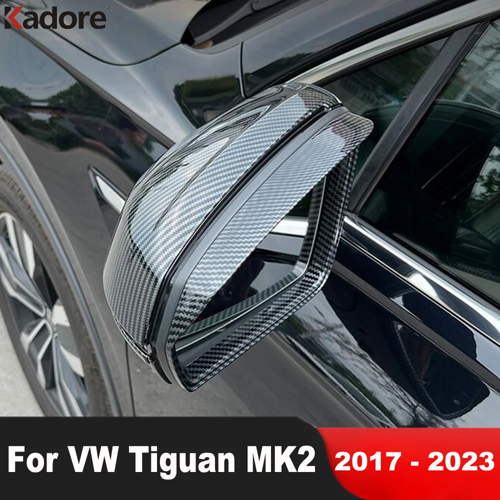 Rearview Mirror Eyebrow Cover Trim For Volkswagen VW Tiguan MK2 2017-2023 Carbon Side Mirrors Rain Shield Sun Visor Accessories