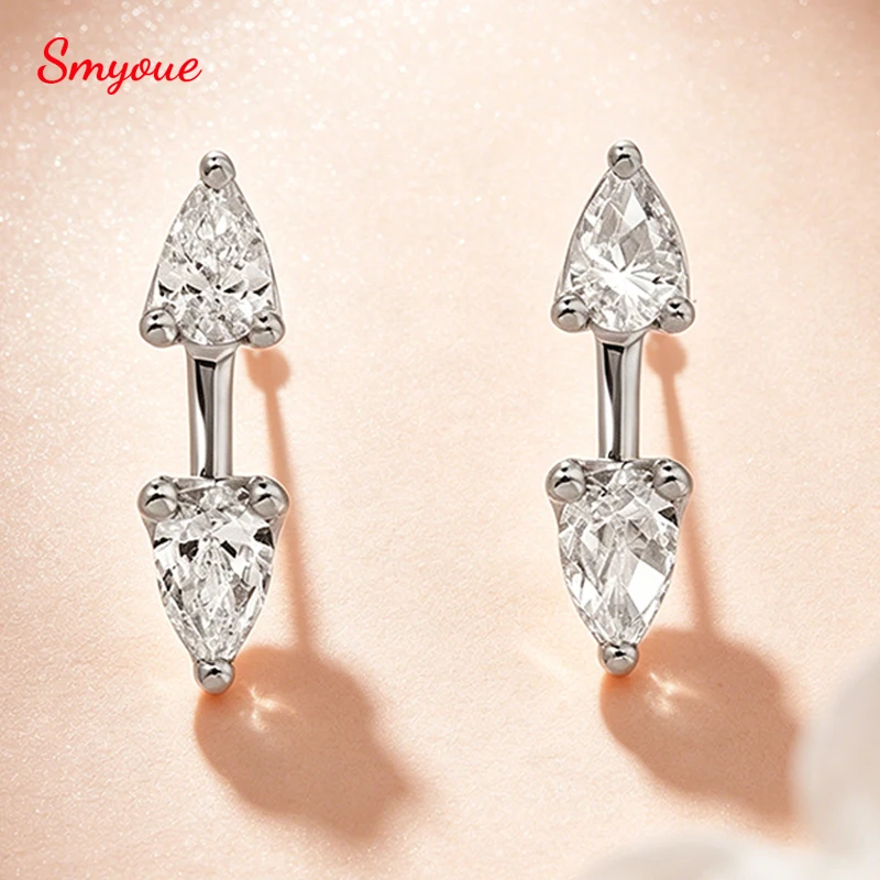 

Smyoue 5*8mm Water Drop All Moissanite Stud Earrings for Women Pear Cut Gems 2 Use Way Earring 925 Solid Silver Womans Jewelry