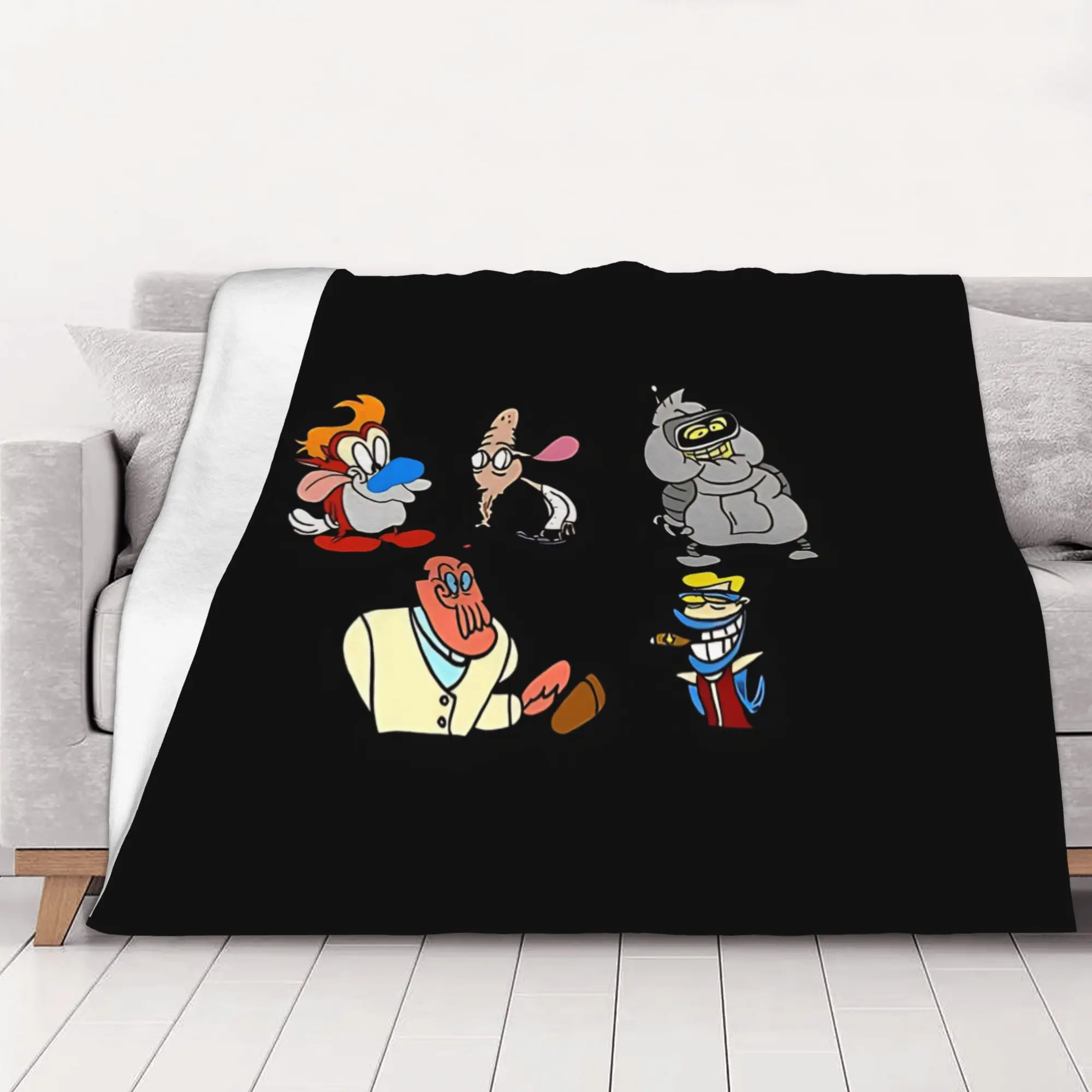 1PC character Ren & Stimpy Home Room Decorations Winter Blankets For Adults Bedding Home Interior Sofa Knee