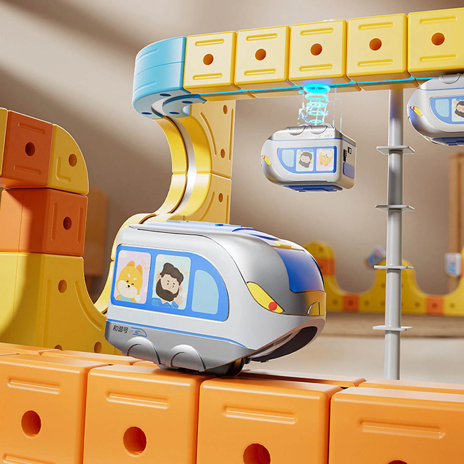 Electric Magnetic Train Track Sets with Train & Traffic Signs DIY Race Car Track Building Kits Racing Car Railtrack Set for Kids