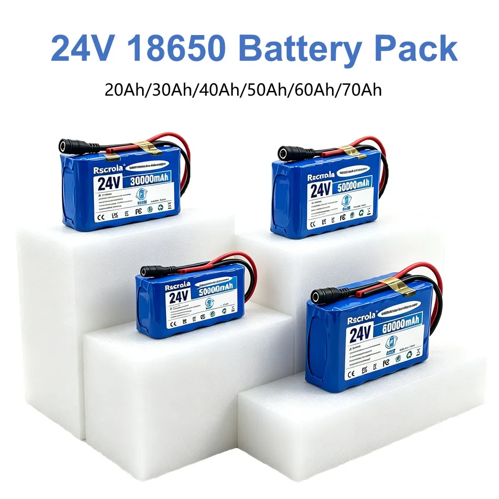 New 6S4P 24V 40Ah 18650 Li-ion Battery Pack with 25.2V 2A Charger,18650 Battery Pack for Power Tools DIY/RC Car/Camping,with BMS