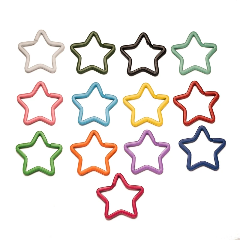 5pcs Star Shaped Split Rings Colorful Flat Key Chain Rings Metal Creative Holder for Bag Home Car KeyChain DIY Jewelry Crafts