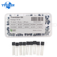 50-200PCS Transistor Assorted Kit TO-92 2N2222 2N2907 2N3906 2N5401 2N5551 A1015 BC327 BC337 BC548 BC549 C1815 S8050 PNP NPN