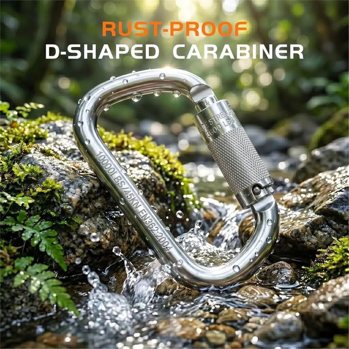 (A99Z) 45kN Auto Locking Carabiner D-Shape Triple Lock Carabiner, for Rock Climbing, Rappelling, Aerial Work