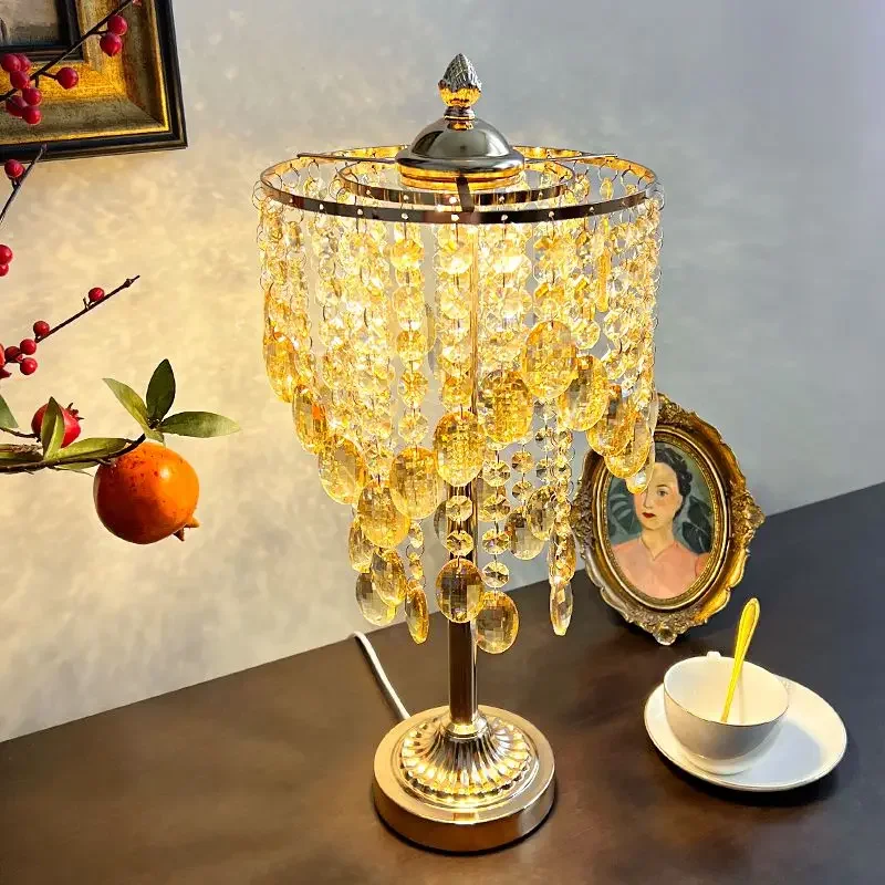 Advanced Crystal Desk Lamp European Warm And Romantic Light Luxury Floor Lamp Standing Reading Light For Living Room Bedroom