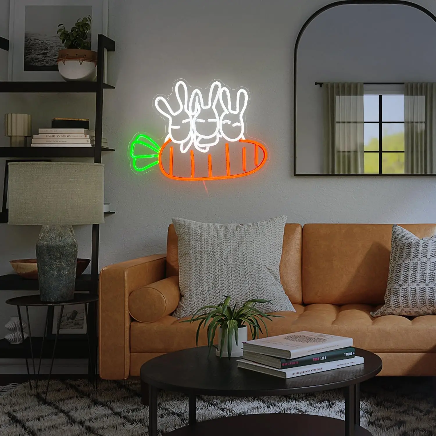 Letrero de neón con forma de zanahoria y conejo, luz LED bonita para decoración de pared, blanco, naranja, verde, iluminado, restaurante, animal, habitación de niños, regalo de cumpleaños