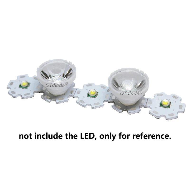 Lentes de foco LED com suporte branco, lente do colimador refletor, 10PCs, XLM, XML2, XPH50, 5050, 21mm x 13mm, 8, 25, 30, 45, 60, 90 graus