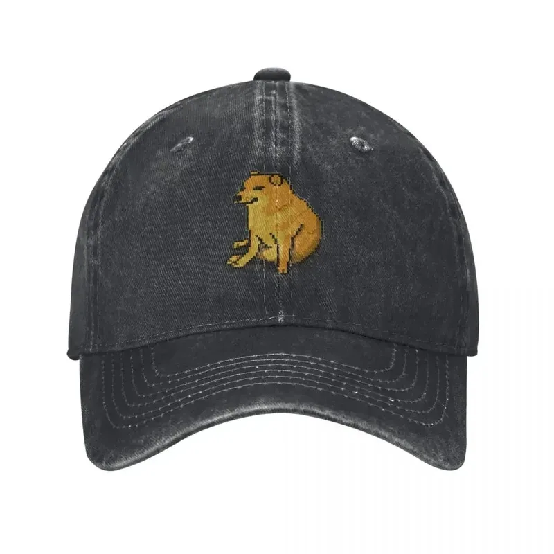 Cheems Pixel Art Baseball Cap Distressed Cotton Cap for Men Women Casual Golf Sun Protection Hat