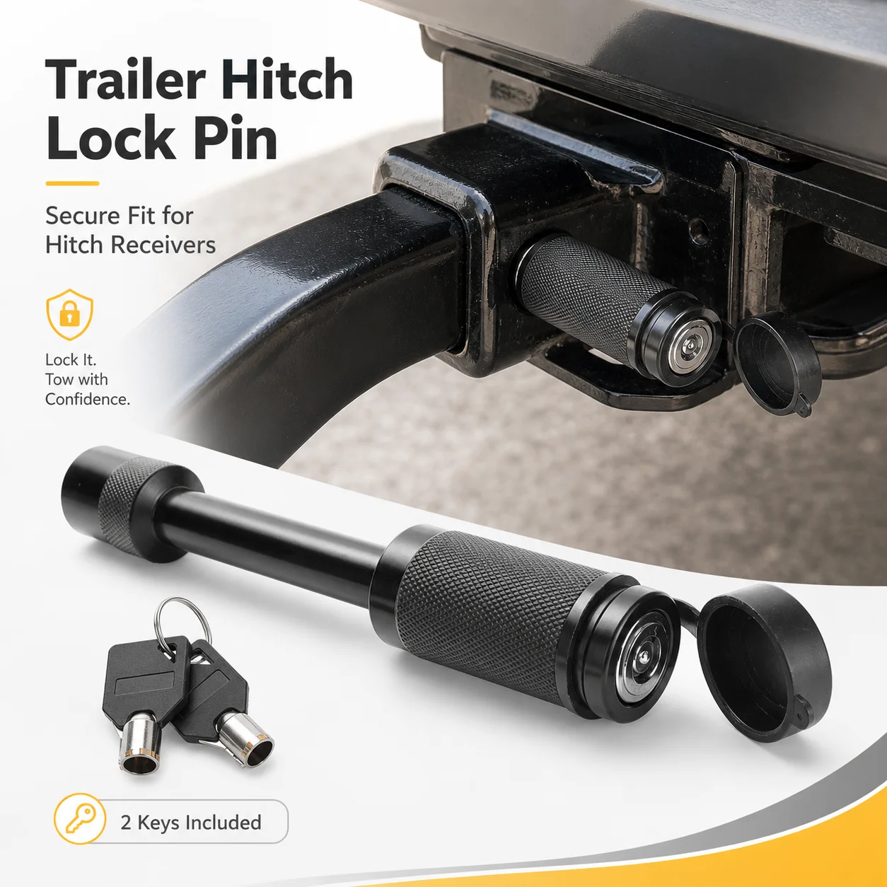 

Trailer Hitch Lock 5/8 Inch Anti-Theft Hitch Receiver Pin Lock Waterproof for 2 Inch Receiver RV Truck Trailer