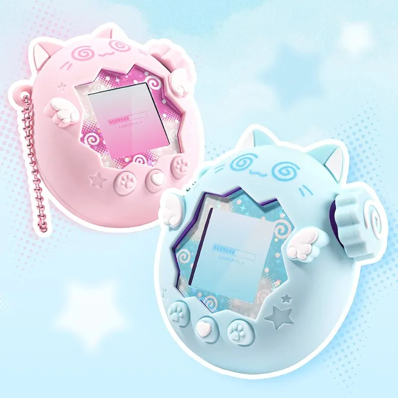 For Tamagotchi Paradies Cute Cat Angel Silicone Protective Case Includes Knob Cover Sticker and Lanyard