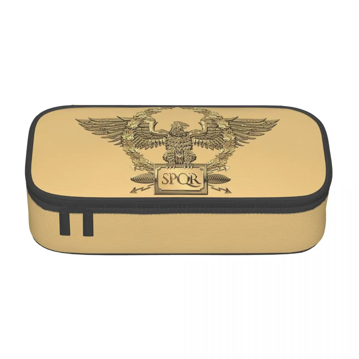 Customized Gold SPQR Roman Imperial Eagle Kawaii Pencil Cases Boys Gilrs Large Capacity Pencil Bag School Accessories