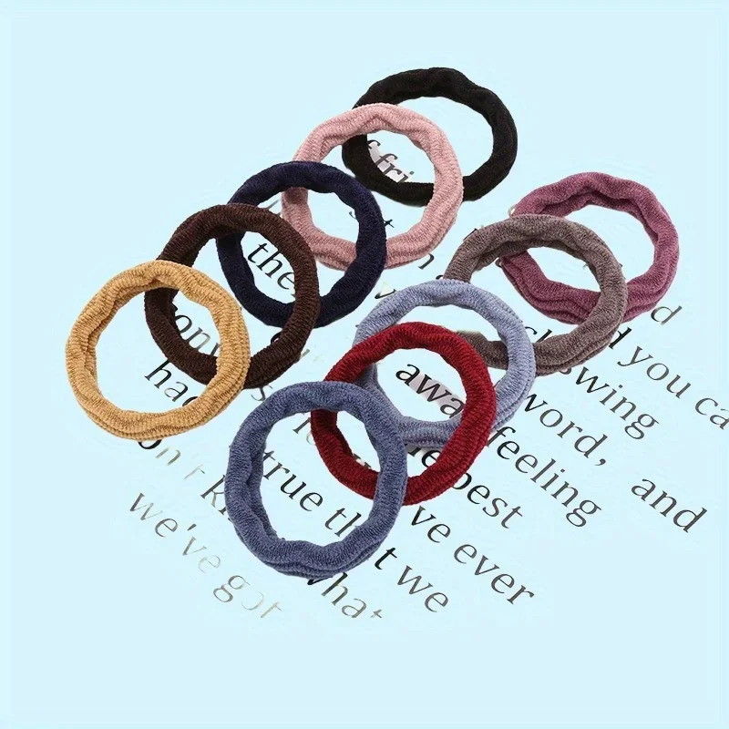 

10 Pcs/Set Solid Color Ribbed Hair Ties for Women & Girls Highly Elastic Seamless Ponytail Holders Fashionable Hair Accessories