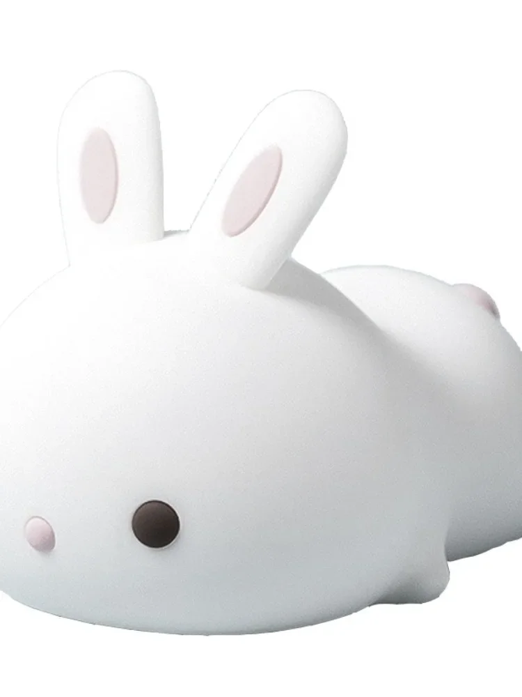 Xl Bunny Small Night Lamp Cute Decompression and Gassing Cute Bedside Charging Silicone Lamp