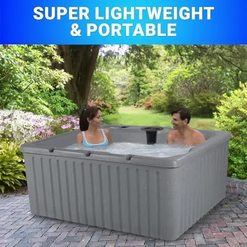 Current 4 Person Outdoor Hot Tub, Uses Standard Outlet, 14 Hydrotherapy Jets, Underwater Led Lighting, Cover Included,