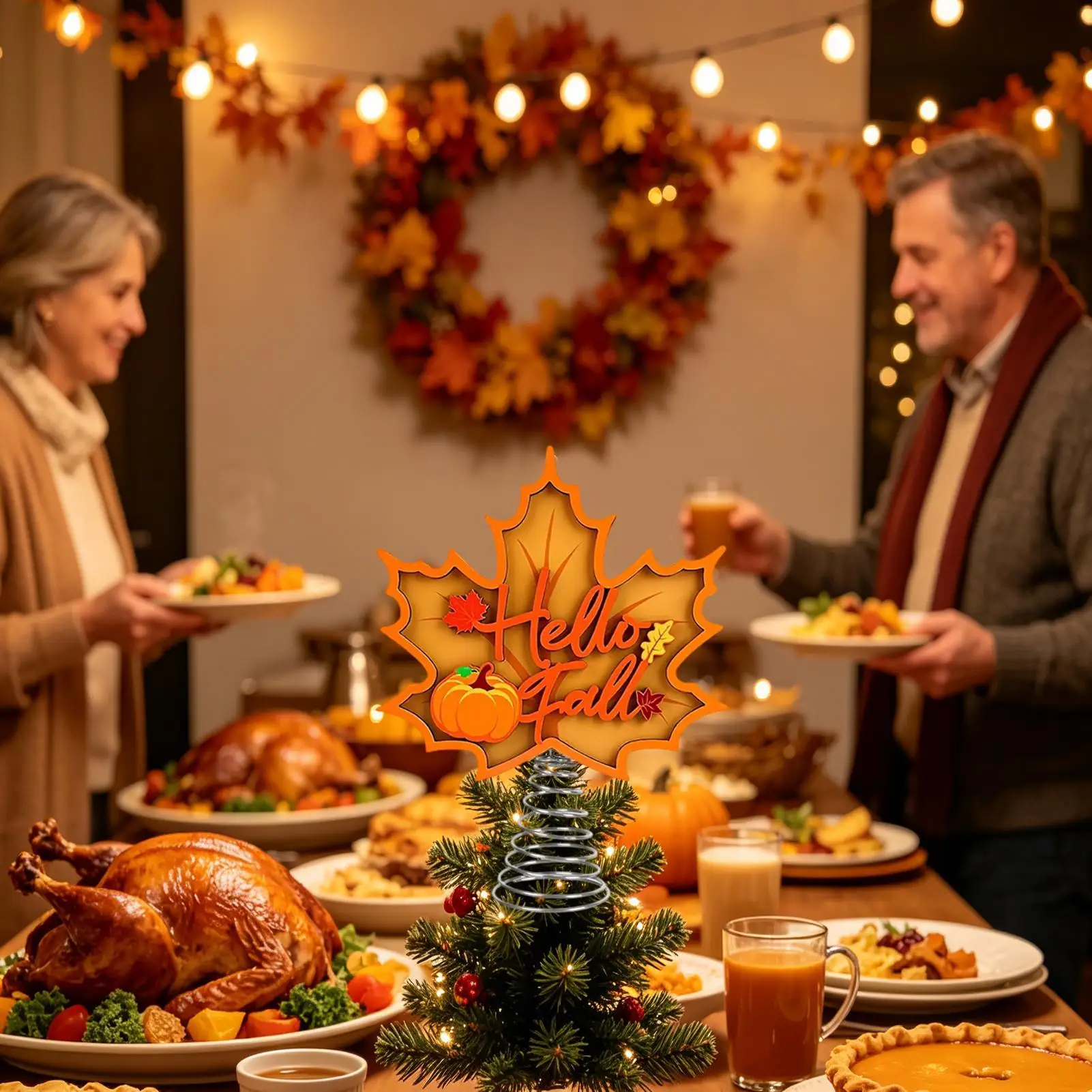 Thanksgiving Tree Topper Maple Shape Autumn Harvest Tabletop Decor Holiday Tree Topper Decor For Homeowners Renters Dwellers