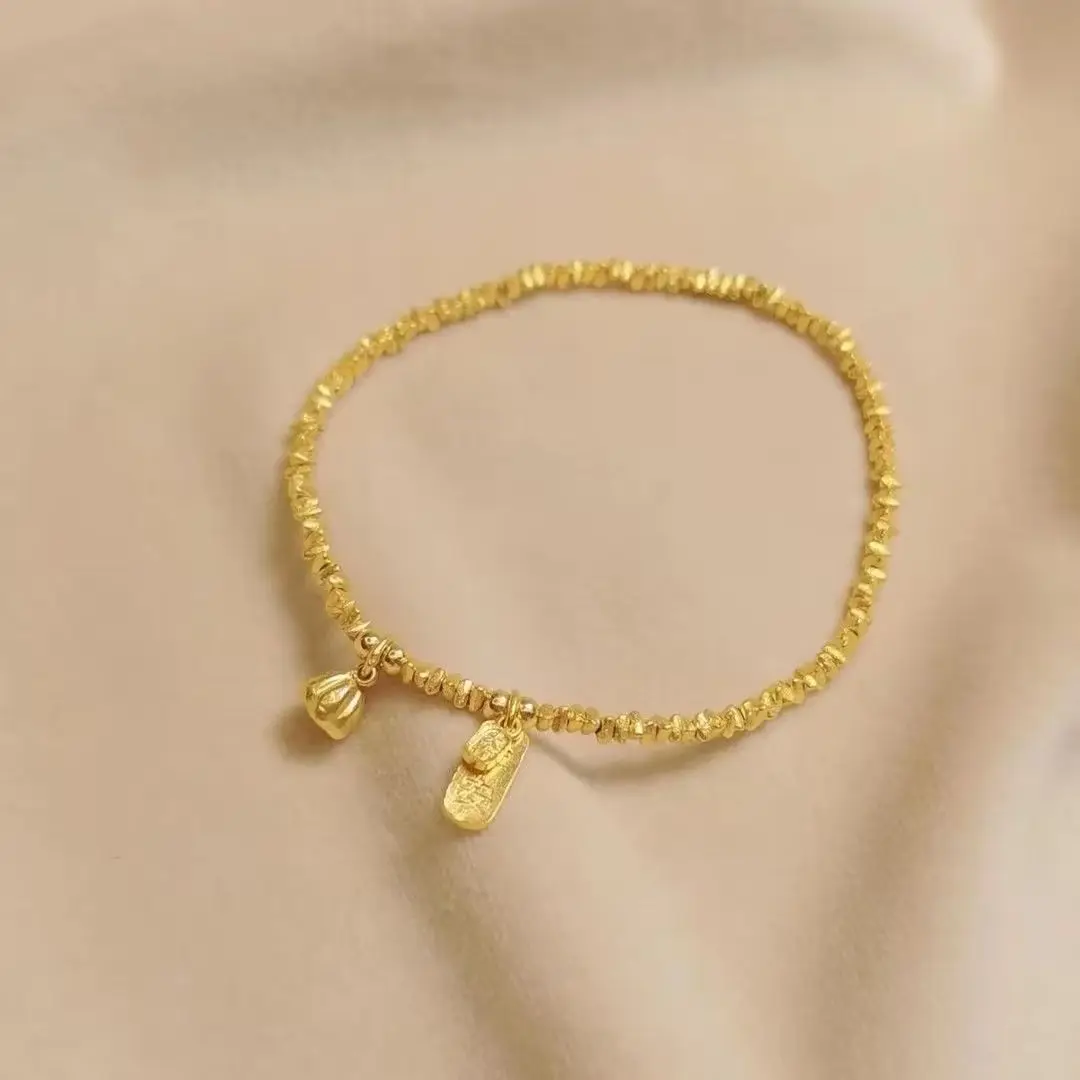 Gold-plated Lotus Bracelet Women's Niche New Style Elegant All-match High-end Sense Design Fashionable Stamping Rope