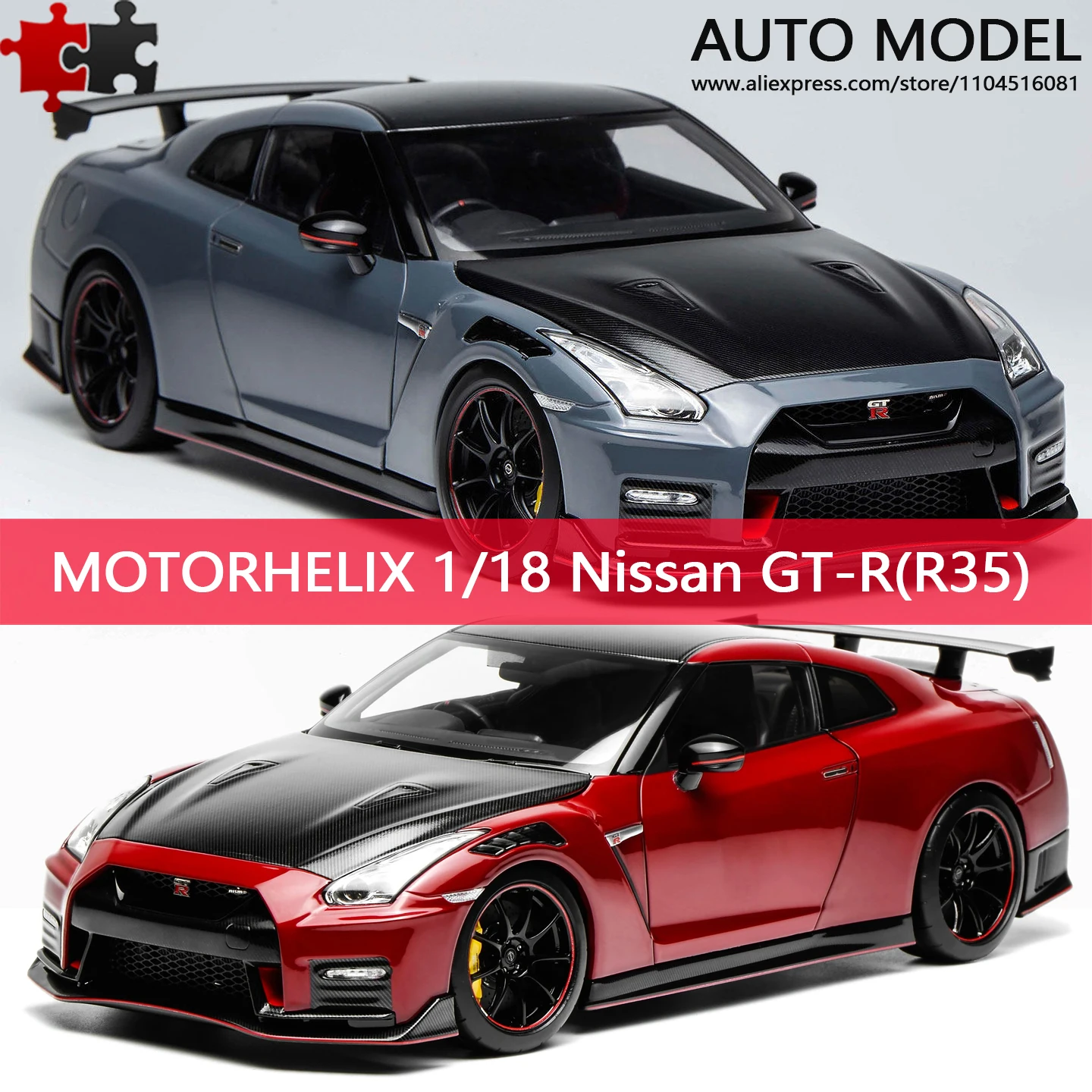 Motorhelix Mh 1/18 Nissan Gt-R R35 Nismo Rack Edition Diecast Model Alloy Full Open Doors Static Simulation Gift for Collectors