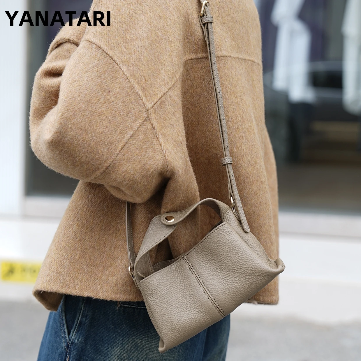 YANATARI Мягкая кожаная сумка для пельменей, кожаная сумка из мягкой кожи, минималистичная женская сумка через плечо, роскошная модная сумка, маленькая сумка