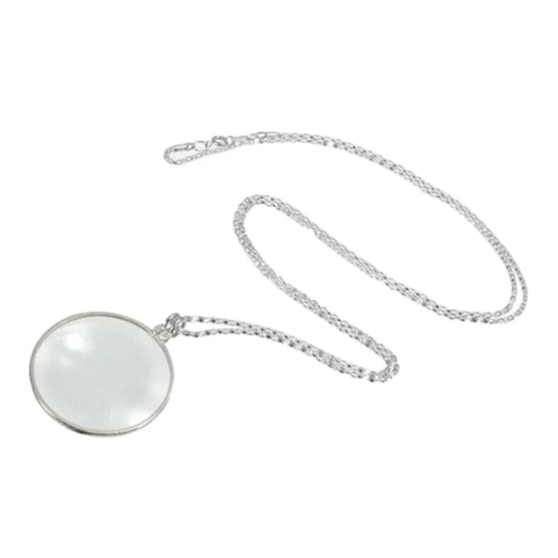 5X عدسة مكبرة نظارات القراءة قلادة مجوهرات المكبر البصري مع سلسلة قلادة القلائد المحمولة أحادية هدية