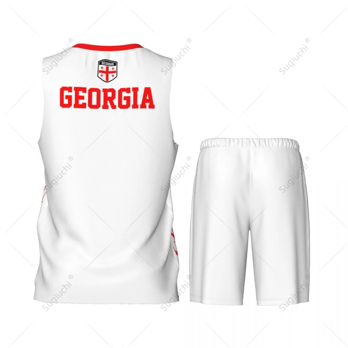 Team-up Georgia Flag Grain Men Basketball Jersey Set Shirt & Pants Sleeveless Custom Name Nunber Exclusive