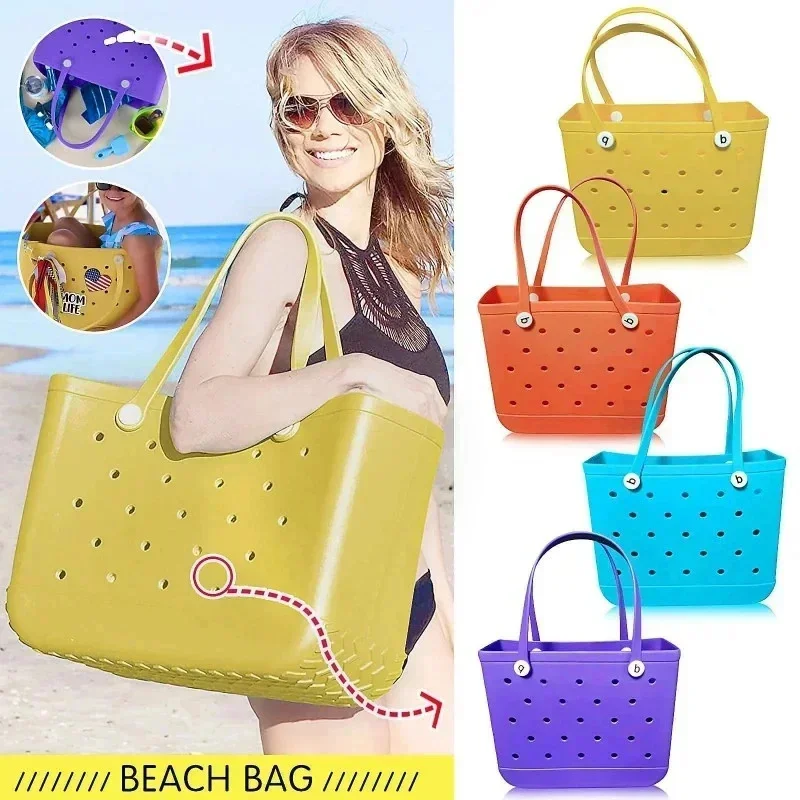 New 47CM Fashion Hole Summer EVA Beach Bag 2024 Outdoor Travel Picnic Convenient Waterproof Oversized Handbag Shopping Sports