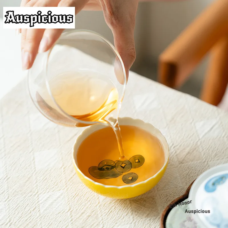 100ml Egg Yolk Glaze Vertical Foot Teacup Traditional Tea Bowl Single Cups Tea-tasting Personal Cup Jianzhan Master Cups Teaware