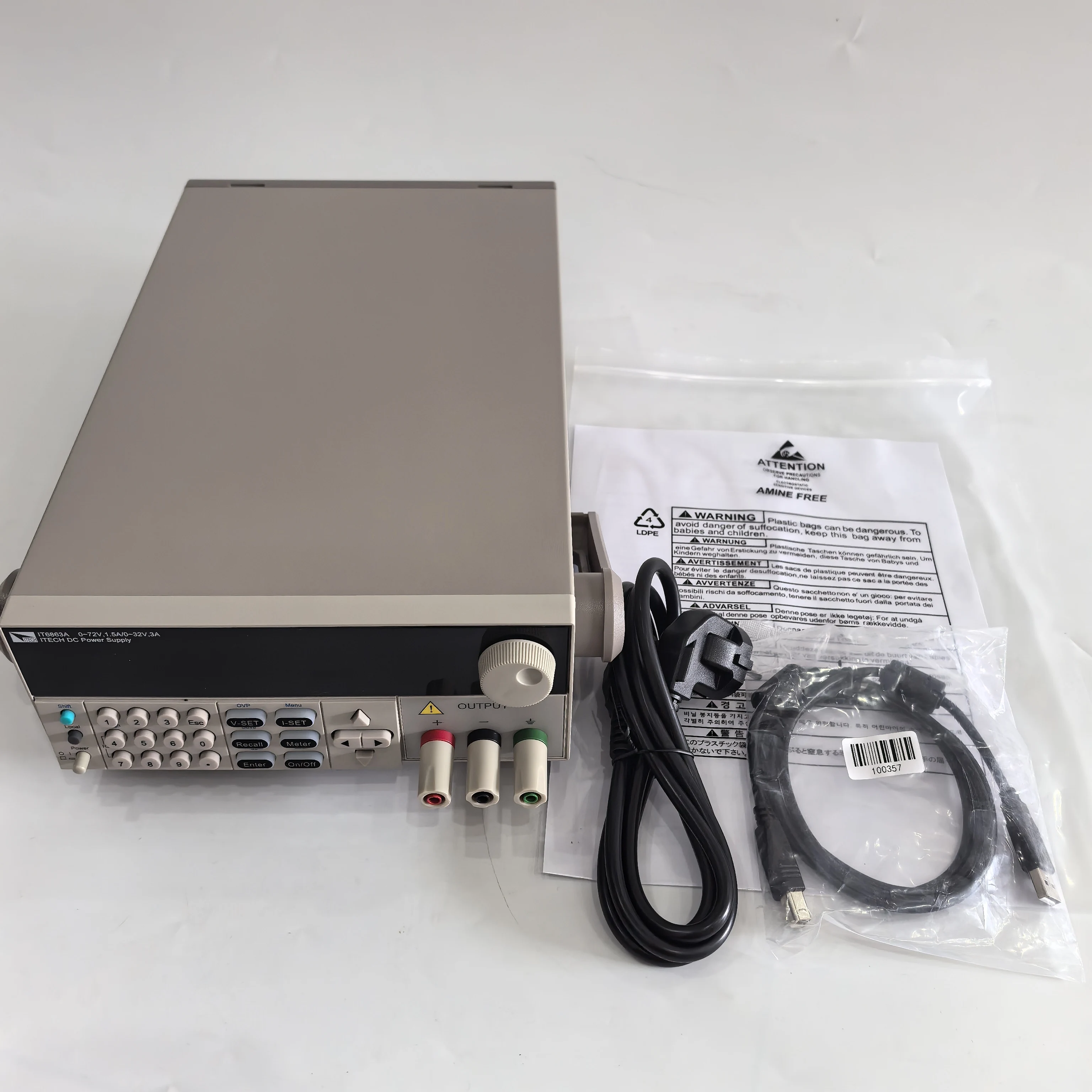 ITECH IT6863A Dual-Range Programmable DC Power Supply (0-72V/1.5A or 0-32V/3A, 108W/96W)