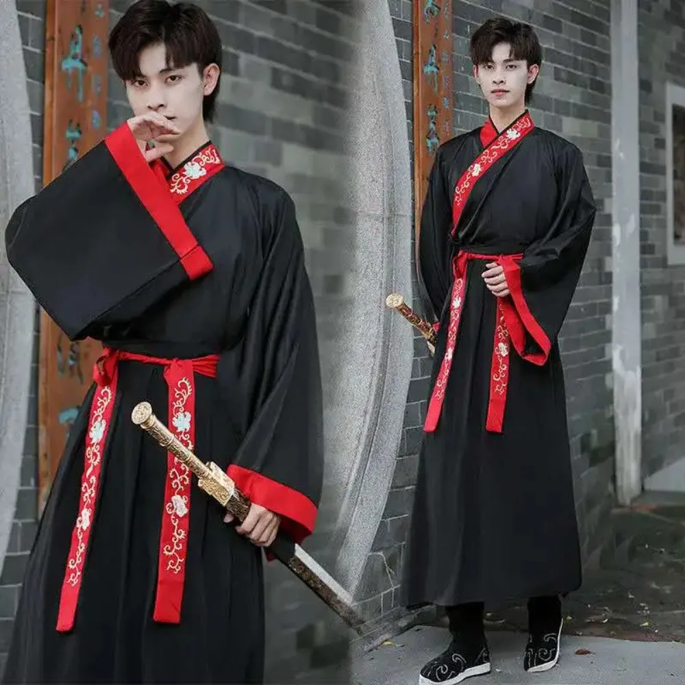 Fantasia masculina hanfu, roupa clássica chinesa para casamento dos homens, 2 peças