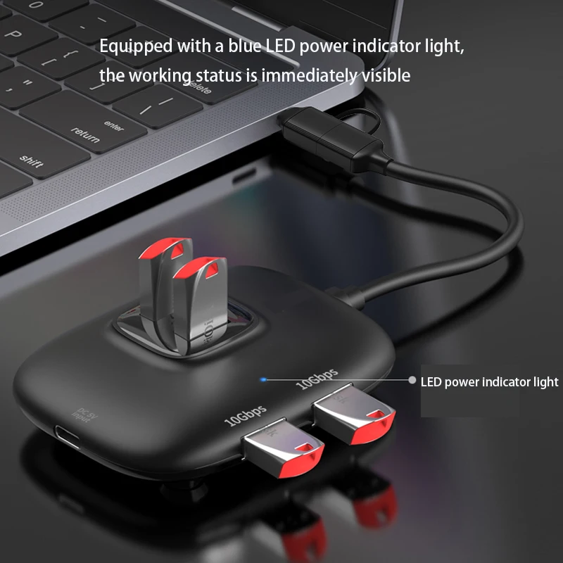 10Gbps الفاصل محول لعبة محور الفاصل محول تمديد كابل التوصيل والتشغيل PD شحن نوع C/USB محور محطة الإرساء