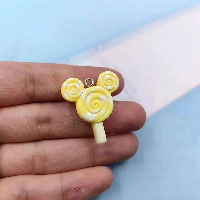 10Pcs Mini Simulated Lollipop Resin Charms Kawaii Sweet Food Pendants Wholesale DIY Craft Parts for Earring Keychain Making